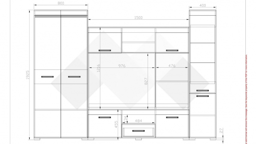 Секция Прага с гардероб дъб сонома с венге - изглед 3