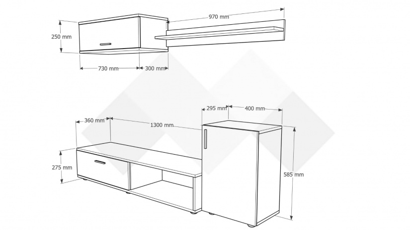 Секция Стенли с открити рафтове дъб сонома - изглед 3 - МебелМаг Секция Стенли с открити рафтове дъб сонома - изглед 3