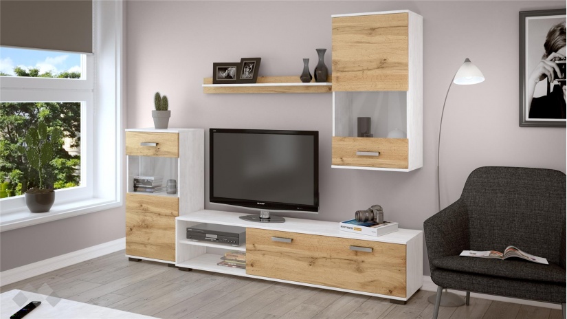 Секция Вега модулна светъл вотан с бяло фладер - изглед 1