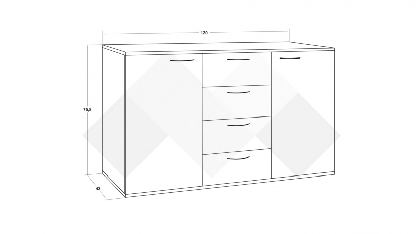 Скрин №1 дъб антик - изглед 2 - МебелМаг Скрин №1 дъб антик - изглед 2