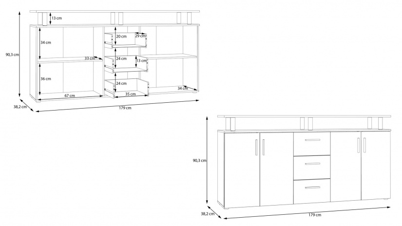 Скрин Балина светъл бетон с бяло - изглед 6 - МебелМаг Скрин Балина светъл бетон с бяло - изглед 6