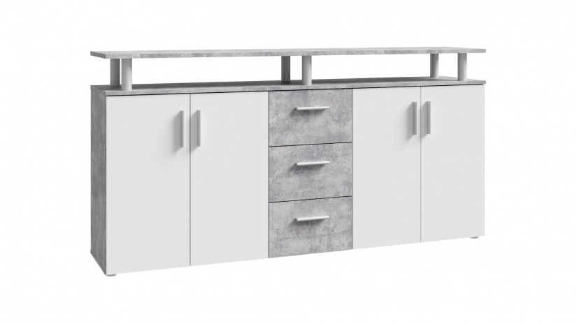 Скрин Балина светъл бетон с бяло - изглед 3 - МебелМаг Скрин Балина светъл бетон с бяло - изглед 3