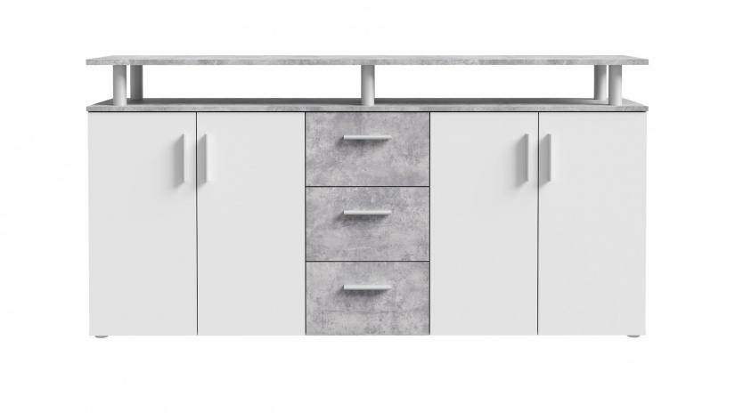 Скрин Балина светъл бетон с бяло - изглед 2 - МебелМаг Скрин Балина светъл бетон с бяло - изглед 2