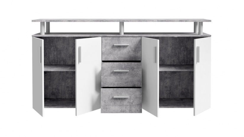 Скрин Балина светъл бетон с бяло - изглед 4 - МебелМаг Скрин Балина светъл бетон с бяло - изглед 4