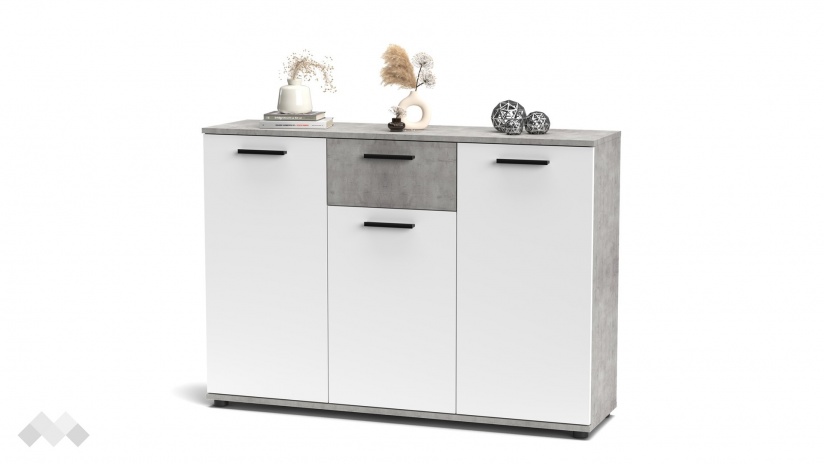 Скрин Делта светъл бетон с бяло - изглед 5 - МебелМаг Скрин Делта светъл бетон с бяло - изглед 5