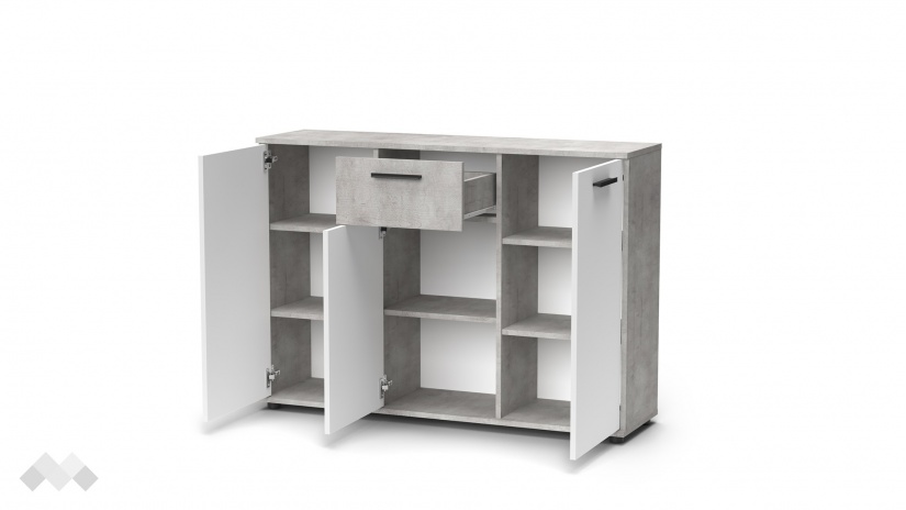 Скрин Делта светъл бетон с бяло - изглед 4 - МебелМаг Скрин Делта светъл бетон с бяло - изглед 4