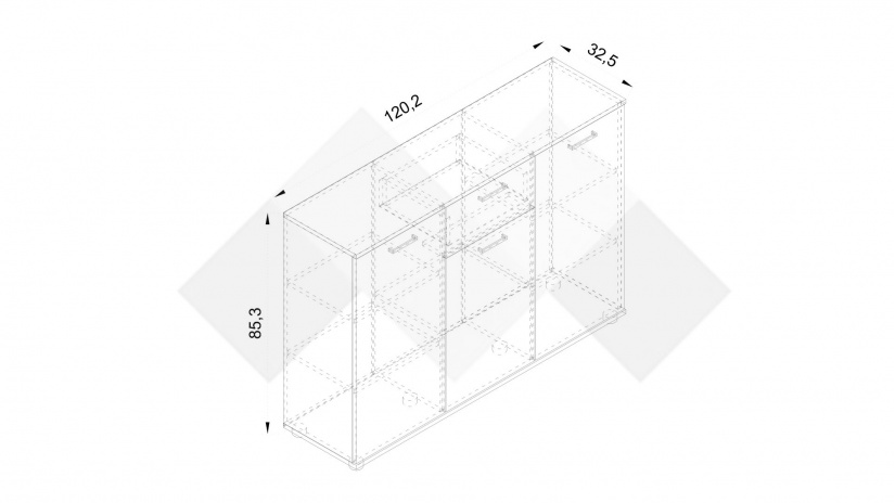 Скрин Делта светъл бетон с бяло - изглед 7 - МебелМаг Скрин Делта светъл бетон с бяло - изглед 7