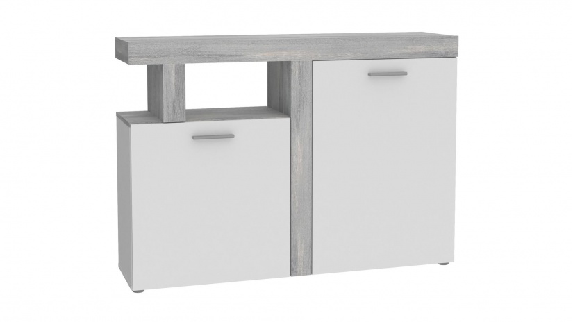 Скрин Джуледа сив скандинавски дъб с бяло - изглед 3 - МебелМаг Скрин Джуледа сив скандинавски дъб с бяло - изглед 3