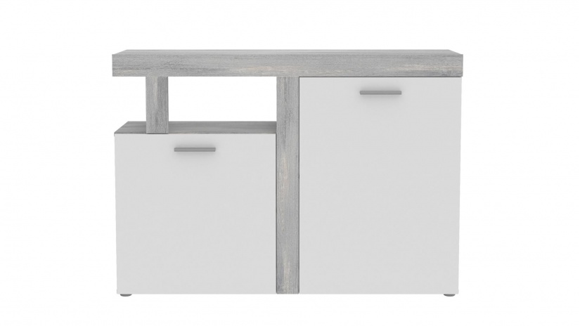 Скрин Джуледа сив скандинавски дъб с бяло - изглед 2 - МебелМаг Скрин Джуледа сив скандинавски дъб с бяло - изглед 2