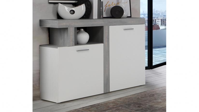 Скрин Джуледа сив скандинавски дъб с бяло - изглед 1 - МебелМаг Скрин Джуледа сив скандинавски дъб с бяло - изглед 1