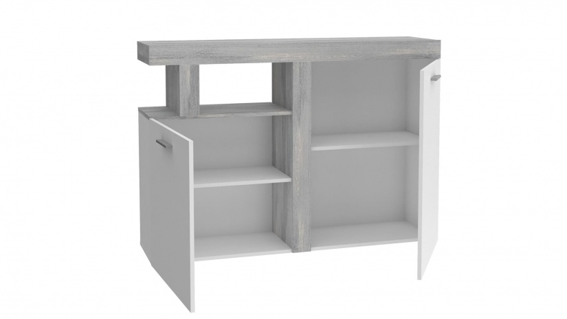 Скрин Джуледа сив скандинавски дъб с бяло - изглед 4 - МебелМаг Скрин Джуледа сив скандинавски дъб с бяло - изглед 4