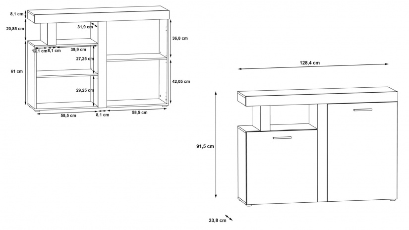 Скрин Джуледа сив скандинавски дъб с бяло - изглед 5 - МебелМаг Скрин Джуледа сив скандинавски дъб с бяло - изглед 5