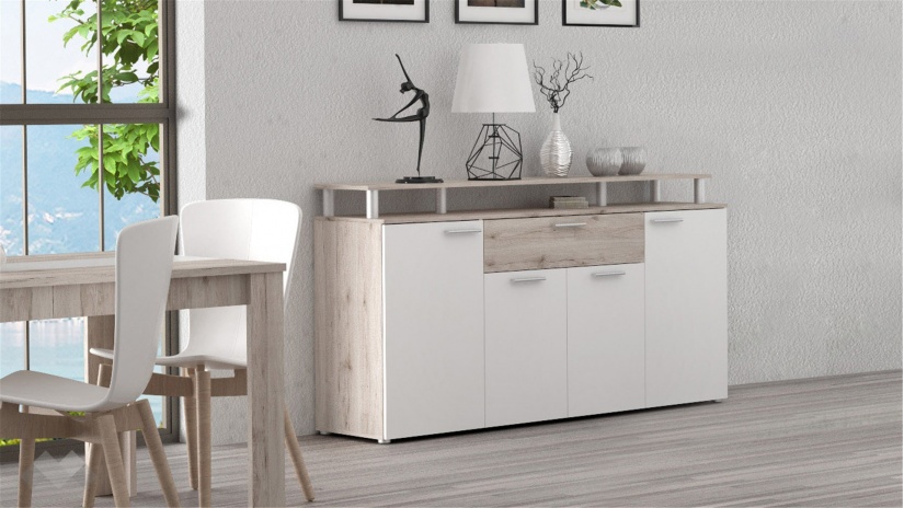 Скрин Джулада пясъчен дъб с бяло - изглед 1 - МебелМаг Скрин Джулада пясъчен дъб с бяло - изглед 1