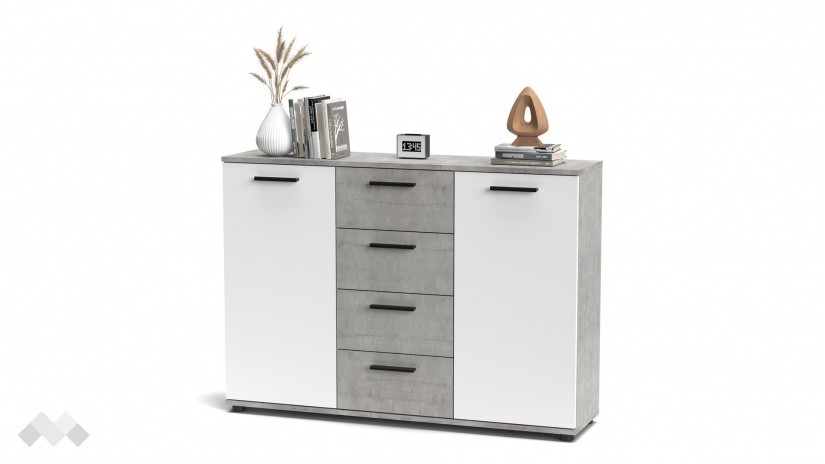 Скрин Гама светъл бетон с бяло - изглед 5 - МебелМаг Скрин Гама светъл бетон с бяло - изглед 5