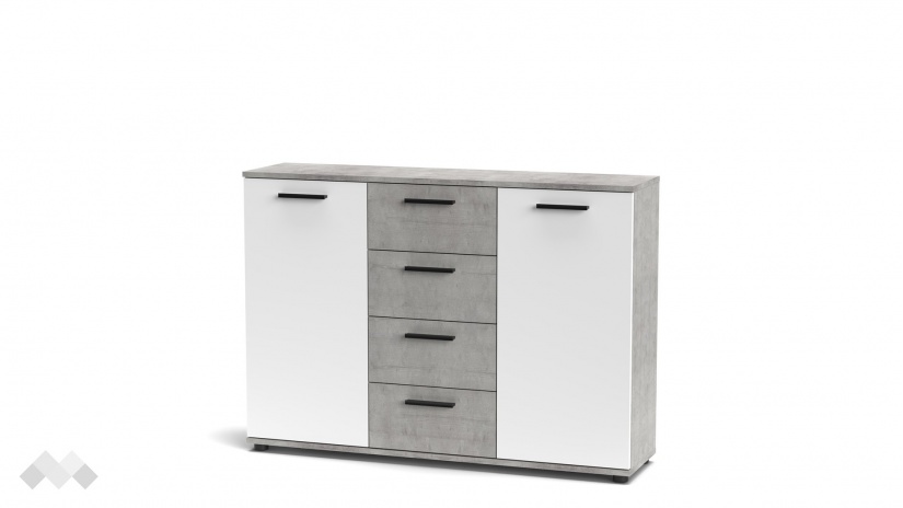 Скрин Гама светъл бетон с бяло - изглед 3 - МебелМаг Скрин Гама светъл бетон с бяло - изглед 3