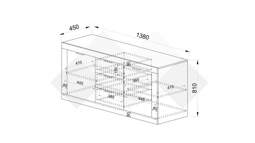 Скрин Клео сонома арвен с бял гланц - изглед 3 - МебелМаг Скрин Клео сонома арвен с бял гланц - изглед 3