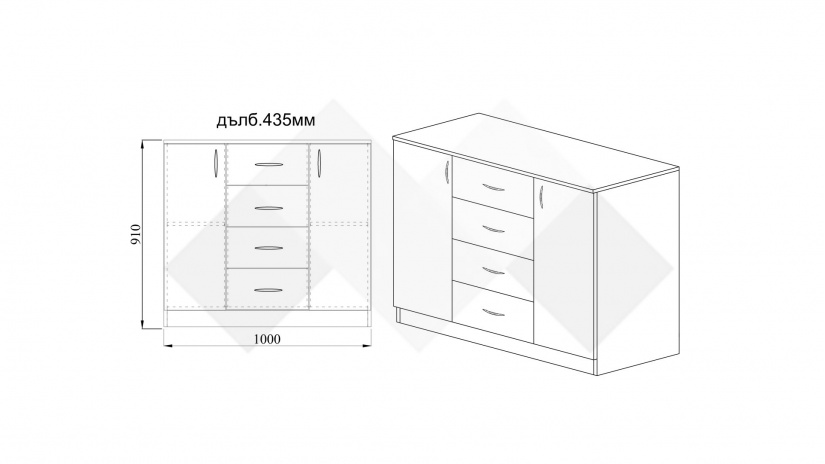 Скрин Колинс мока с лате - изглед 5 - МебелМаг Скрин Колинс мока с лате - изглед 5