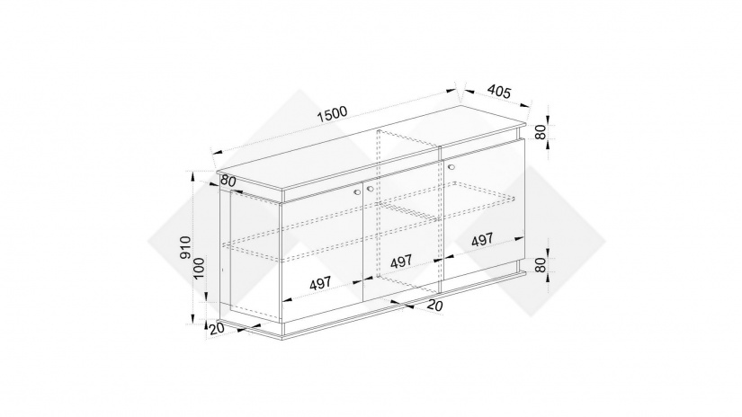Скрин Купър песаро с графит - изглед 2 - МебелМаг Скрин Купър песаро с графит - изглед 2