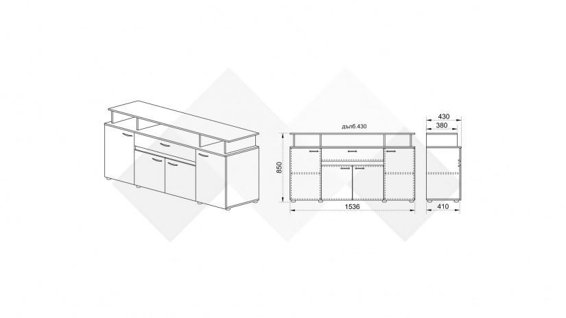 Скрин Лео орех адмирал - изглед 5 - МебелМаг Скрин Лео орех адмирал - изглед 5