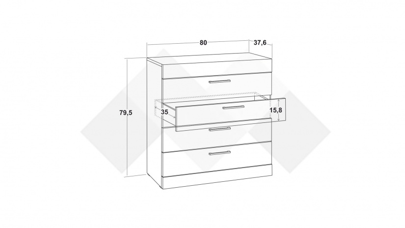 Скрин Моник златен дъб с бяло - изглед 3 - МебелМаг Скрин Моник златен дъб с бяло - изглед 3