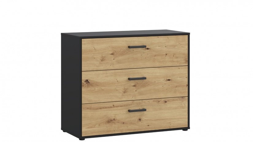 Скрин Мониса дъб артисан с черно - изглед 4 - МебелМаг Скрин Мониса дъб артисан с черно - изглед 4