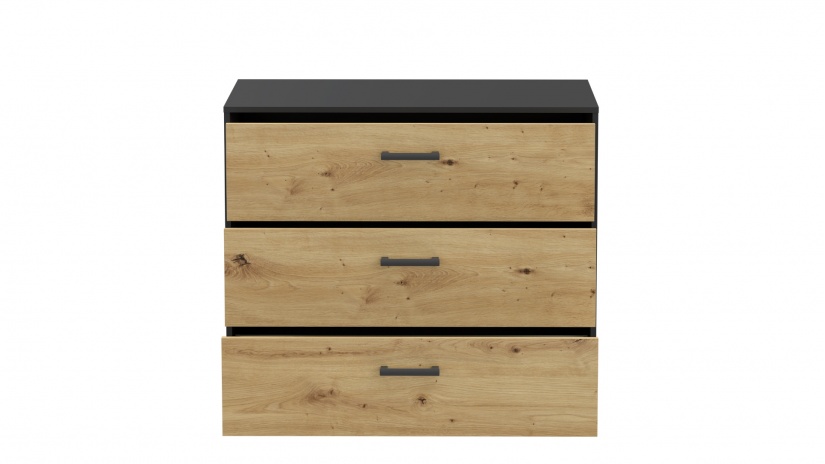 Скрин Мониса дъб артисан с черно - изглед 5 - МебелМаг Скрин Мониса дъб артисан с черно - изглед 5