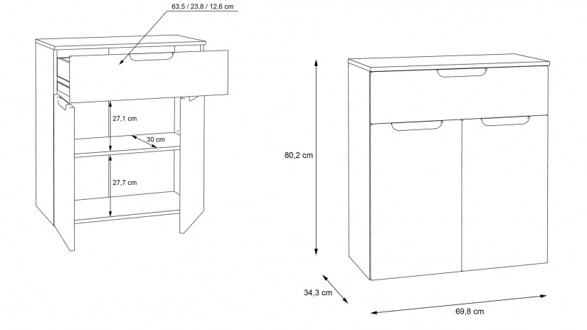 Скрин Морено пясъчен дъб с бяло гланц - изглед 6 - МебелМаг Скрин Морено пясъчен дъб с бяло гланц - изглед 6