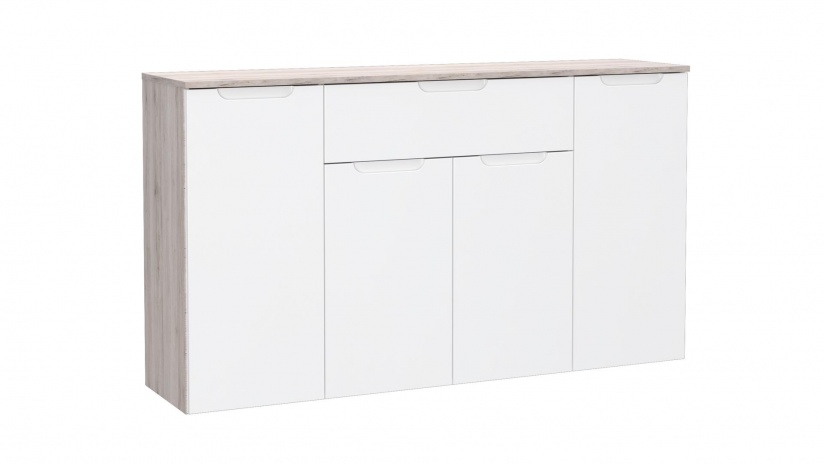 Скрин Морено пясъчен дъб с бяло гланц - изглед 3 - МебелМаг Скрин Морено пясъчен дъб с бяло гланц - изглед 3