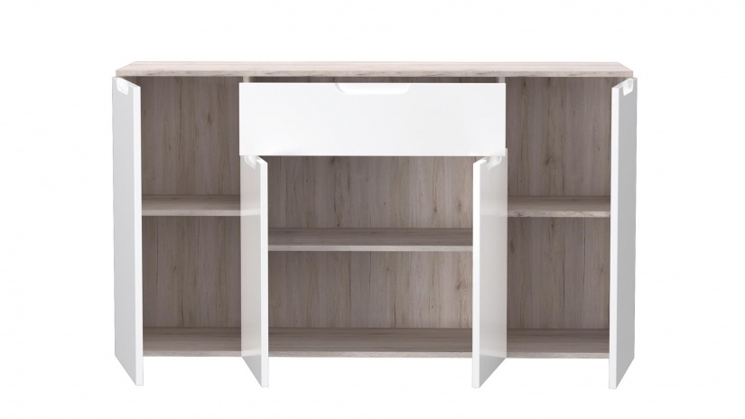 Скрин Морено пясъчен дъб с бяло гланц - изглед 4 - МебелМаг Скрин Морено пясъчен дъб с бяло гланц - изглед 4