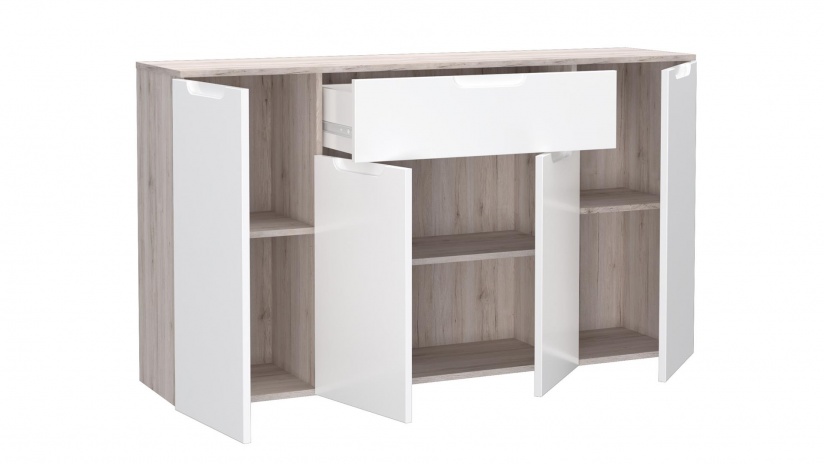 Скрин Морено пясъчен дъб с бяло гланц - изглед 5 - МебелМаг Скрин Морено пясъчен дъб с бяло гланц - изглед 5