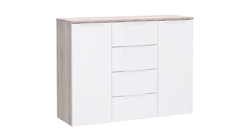 Скрин Морено пясъчен дъб с бяло гланц - изглед 3 - МебелМаг Скрин Морено пясъчен дъб с бяло гланц - изглед 3