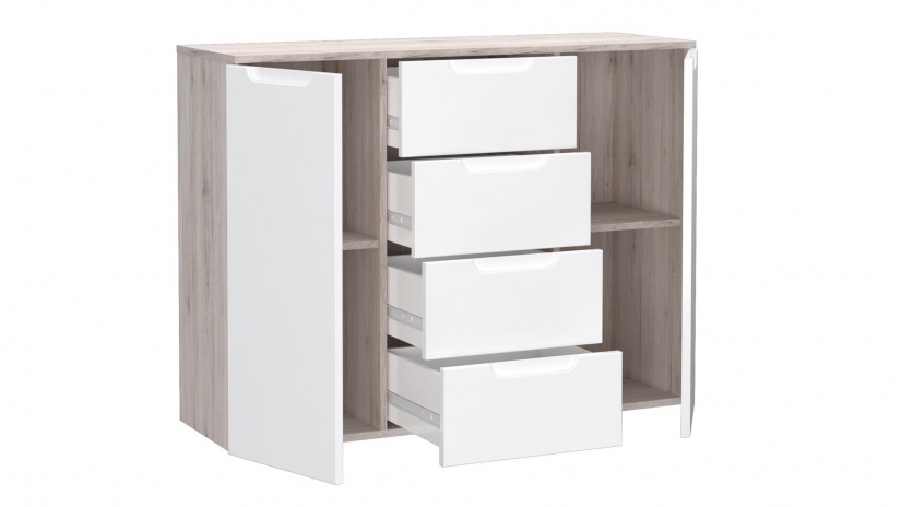 Скрин Морено пясъчен дъб с бяло гланц - изглед 5 - МебелМаг Скрин Морено пясъчен дъб с бяло гланц - изглед 5