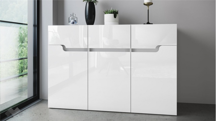 Скрин Ница бяло гладко с бяло гланц - изглед 1 - МебелМаг Скрин Ница бяло гладко с бяло гланц - изглед 1