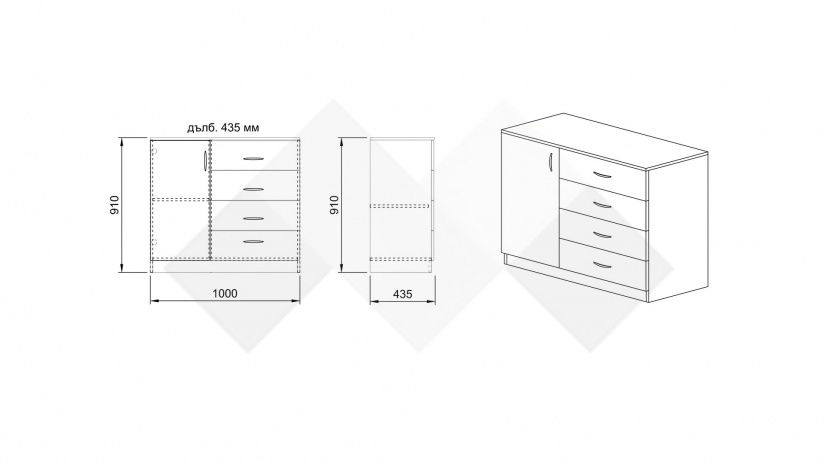 Скрин Норман мока с лате - изглед 5 - МебелМаг Скрин Норман мока с лате - изглед 5