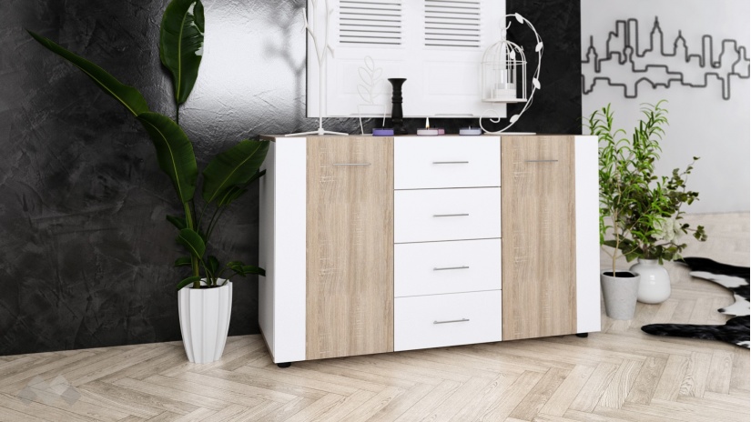 Скрин Париж светла сонома с бяло гладко - изглед 1