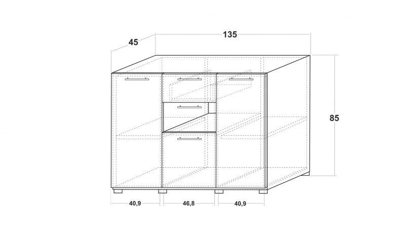 Скрин Ламела дъб канела с дъб ламела и черно шагре - изглед 3 - МебелМаг Скрин Ламела дъб канела с дъб ламела и черно шагре - изглед 3