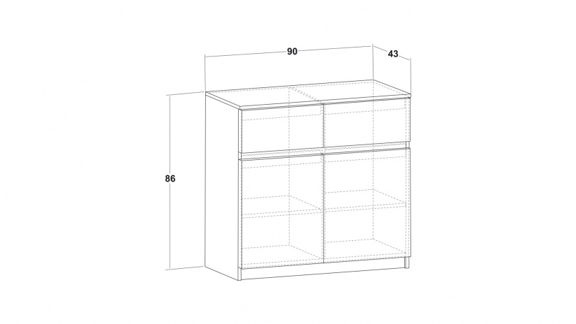 Скрин Борей дъб вотан светъл с антрацит - изглед 2 - МебелМаг Скрин Борей дъб вотан светъл с антрацит - изглед 2