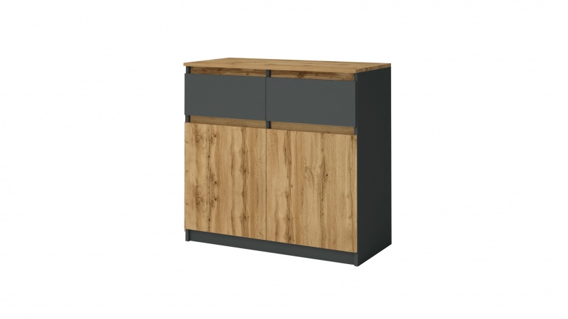 Скрин Борей дъб вотан светъл с антрацит - изглед 1 - МебелМаг Скрин Борей дъб вотан светъл с антрацит - изглед 1