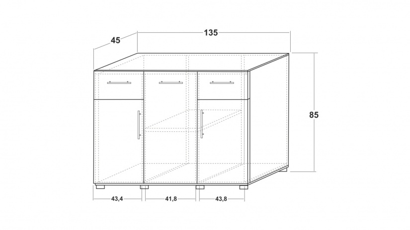 Скрин Ламела дъб канела с дъб ламела и черно шагре - изглед 3 - МебелМаг Скрин Ламела дъб канела с дъб ламела и черно шагре - изглед 3