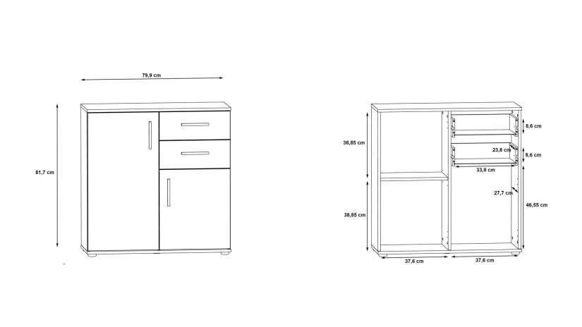 Скрин Иколи дъб сонома с бяло - изглед 6 - МебелМаг Скрин Иколи дъб сонома с бяло - изглед 6