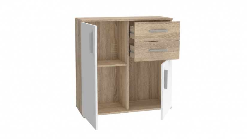 Скрин Иколи дъб сонома с бяло - изглед 3 - МебелМаг Скрин Иколи дъб сонома с бяло - изглед 3