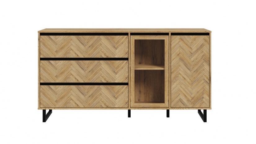 Скрин Никодис дъб натурал с черен мат и житен дъб - изглед 5 - МебелМаг Скрин Никодис дъб натурал с черен мат и житен дъб - изглед 5