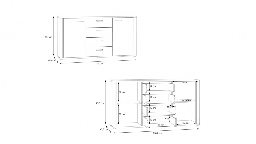 Скрин Дейлос дъб валенсия с крем - изглед 6 - МебелМаг Скрин Дейлос дъб валенсия с крем - изглед 6