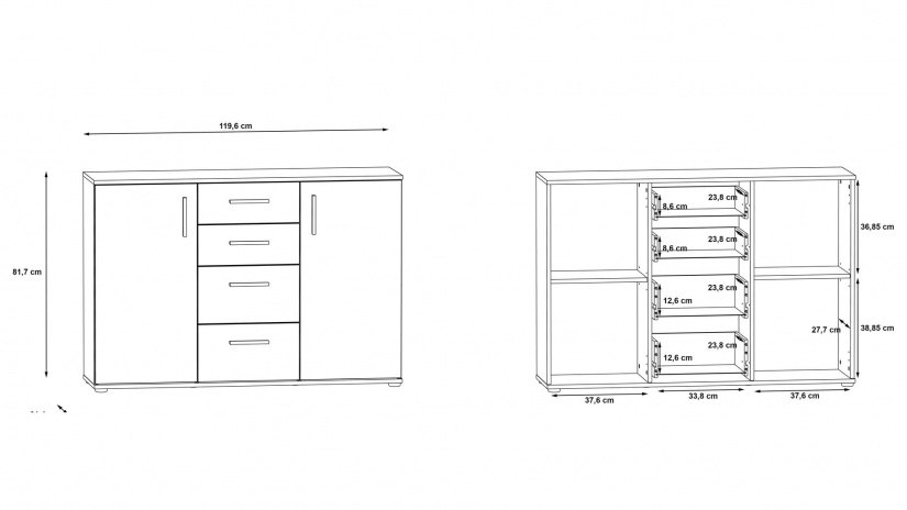 Скрин Иколи дъб сонома с бяло - изглед 6 - МебелМаг Скрин Иколи дъб сонома с бяло - изглед 6