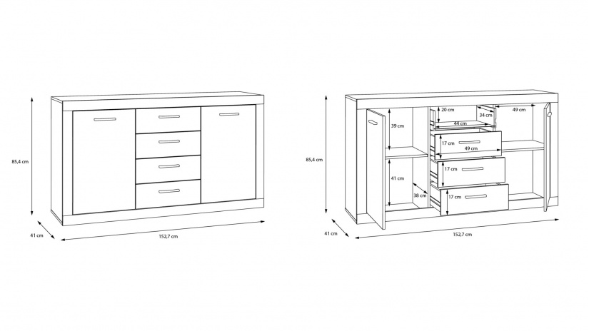 Скрин Требия сиво с бял гланц - изглед 6 - МебелМаг Скрин Требия сиво с бял гланц - изглед 6