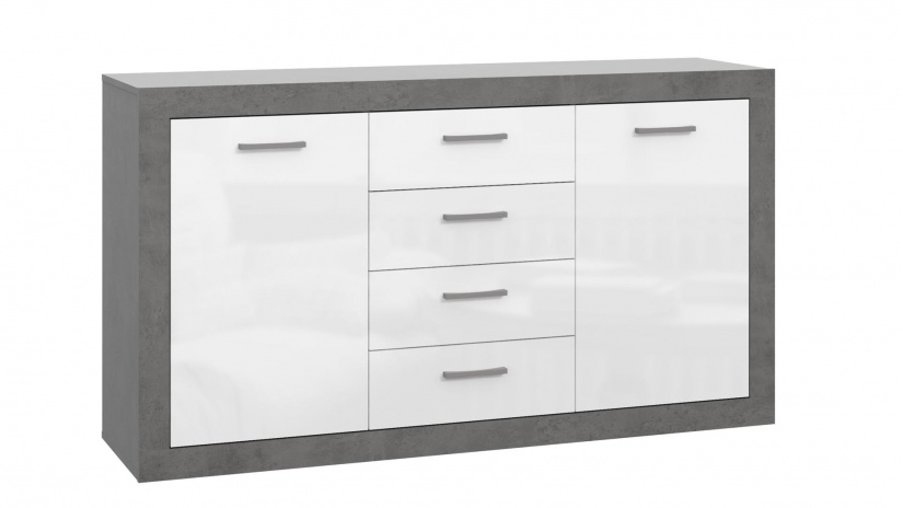 Скрин Требия сиво с бял гланц - изглед 2 - МебелМаг Скрин Требия сиво с бял гланц - изглед 2