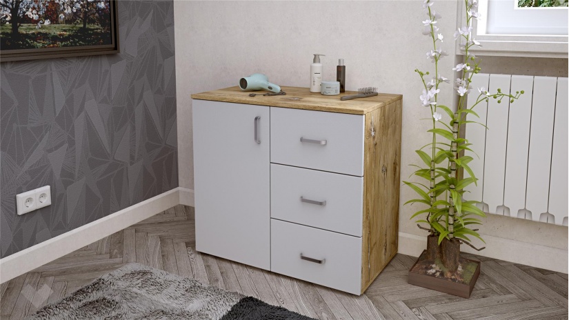 Скрин Селтик келтски дъб със светло сиво - изглед 1 - МебелМаг Скрин Селтик келтски дъб със светло сиво - изглед 1