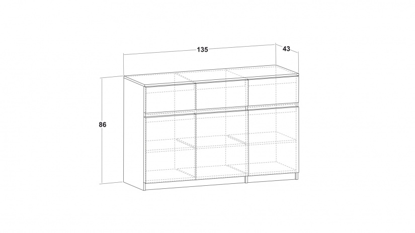 Скрин Борей дъб вотан светъл с антрацит - изглед 2 - МебелМаг Скрин Борей дъб вотан светъл с антрацит - изглед 2