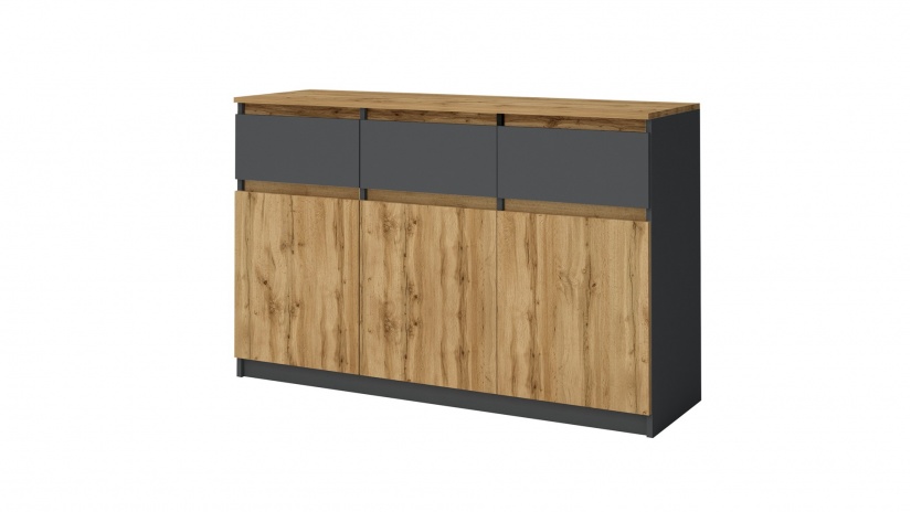 Скрин Борей дъб вотан светъл с антрацит - изглед 1 - МебелМаг Скрин Борей дъб вотан светъл с антрацит - изглед 1