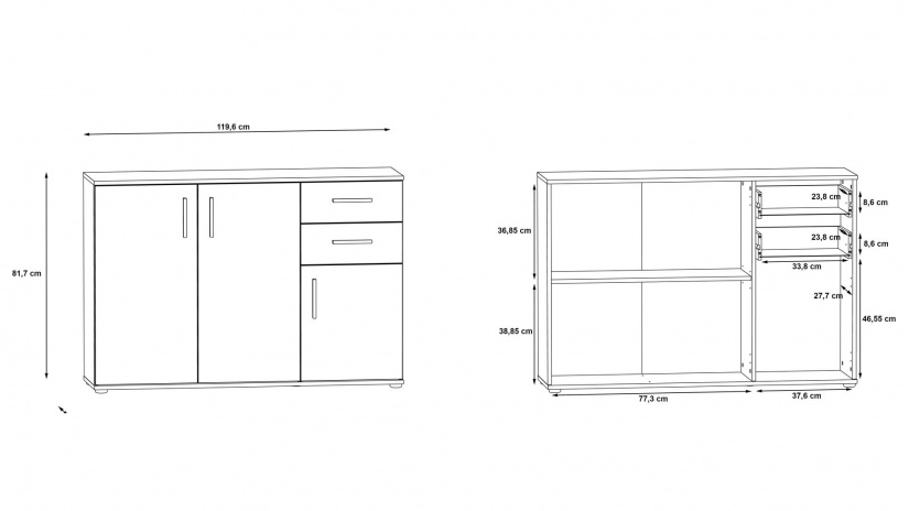 Скрин Иколи дъб сонома с бяло - изглед 6 - МебелМаг Скрин Иколи дъб сонома с бяло - изглед 6
